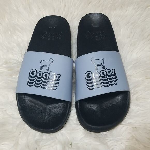 NWOT Goats Blue and Black Pool Slide Sandals - Picture 1 of 4